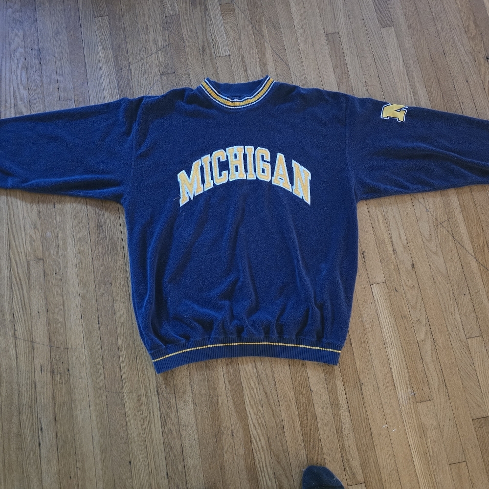 STARTER Blue and Yellow Michigan Men's Sweater